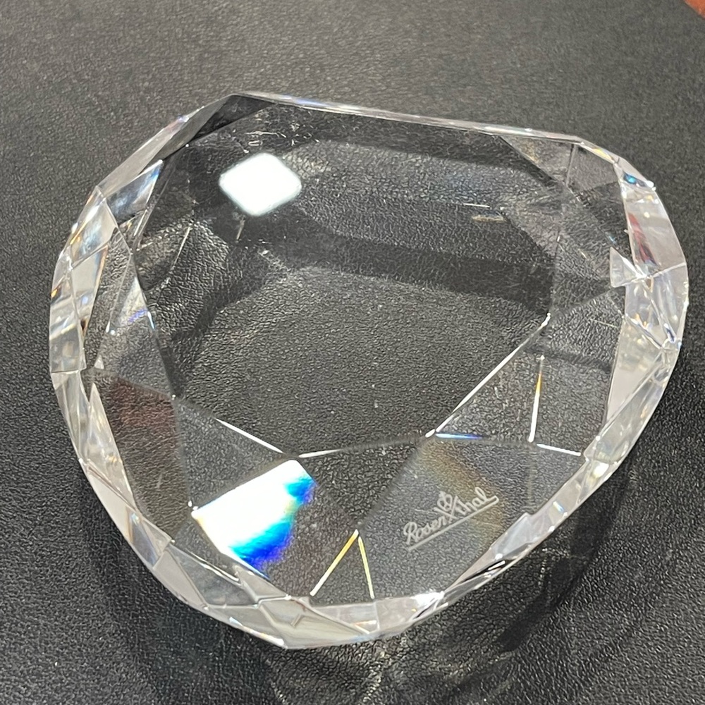 Rosenthal "SIGNED" Crystal Glass Clear HEART Paperweight Vintage  Valentines Day
